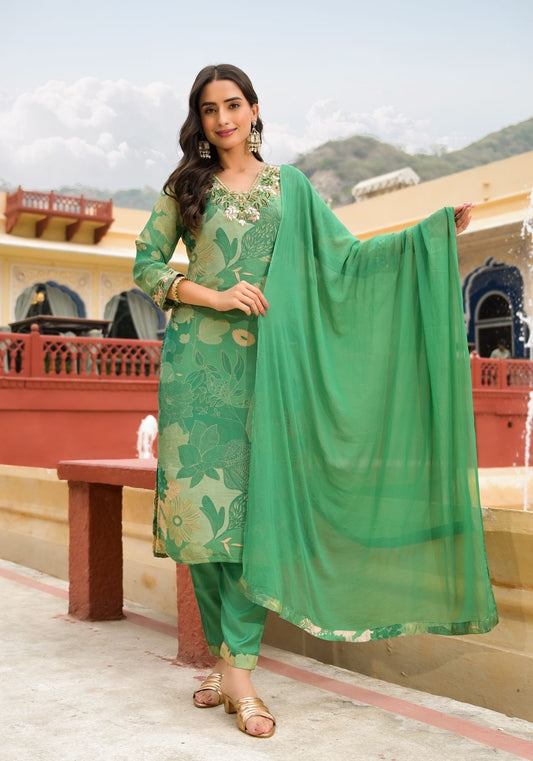 Mehandi Green With Gota Patti Suit