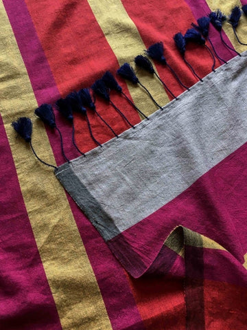 Khadi Cotton Colour Bar Saree