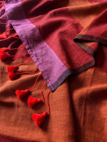 Khadi Cotton Colour Bar Saree