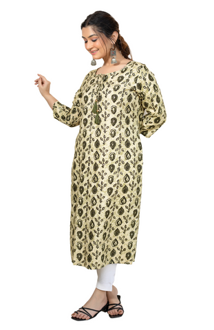 Green Leaf Printed Kurta