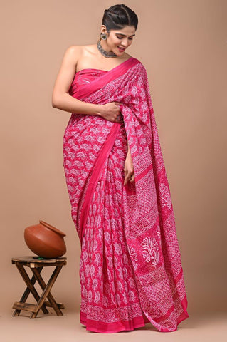 MULMUL MAGIC: Block Print Magenta Beauty