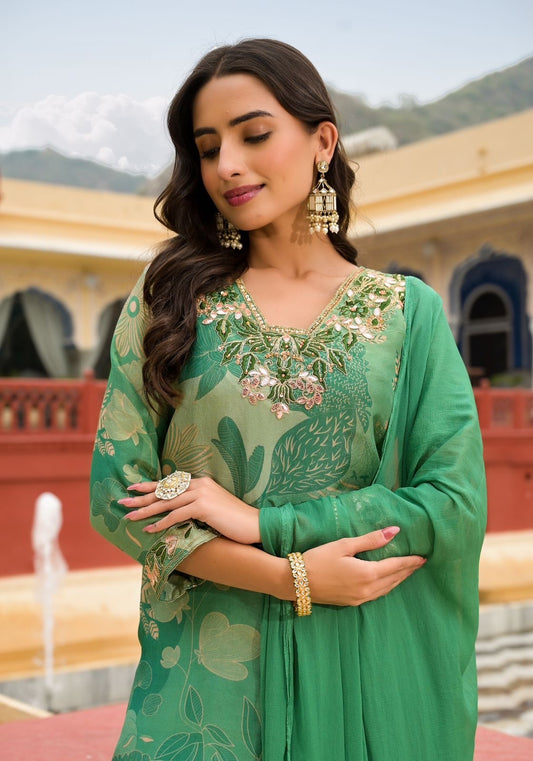 Mehandi Green With Gota Patti Suit