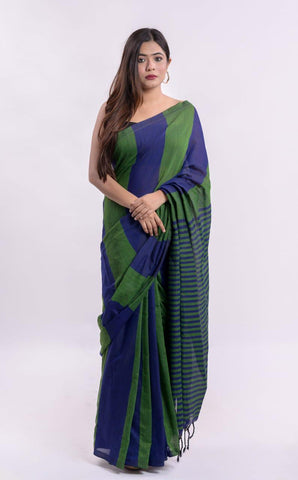 Khadi Cotton Colour Bar Saree