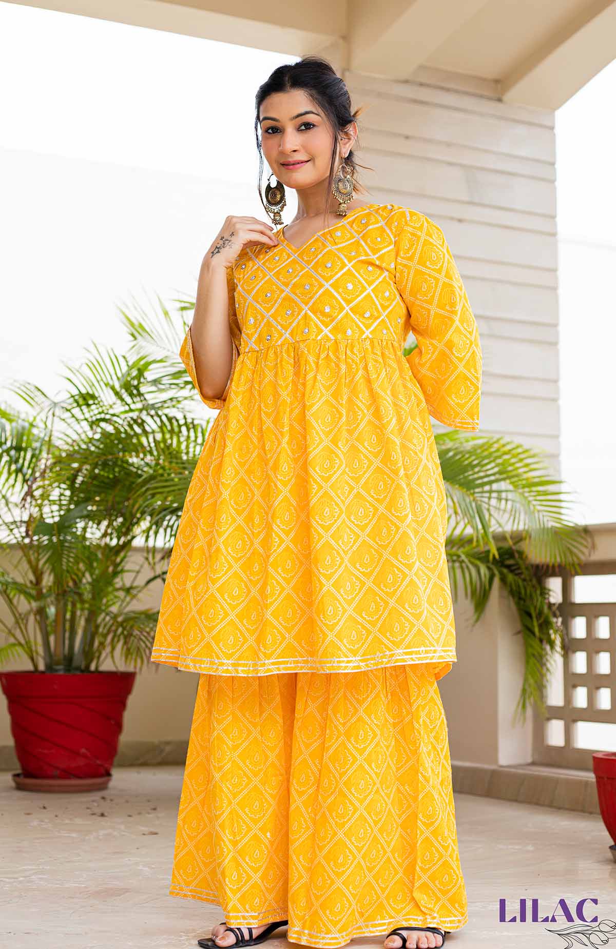 Yellow Sharara Kurta Set