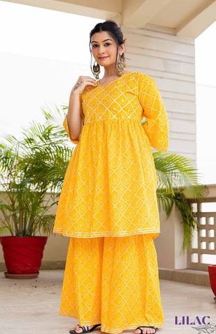 Yellow Sharara Kurta Set