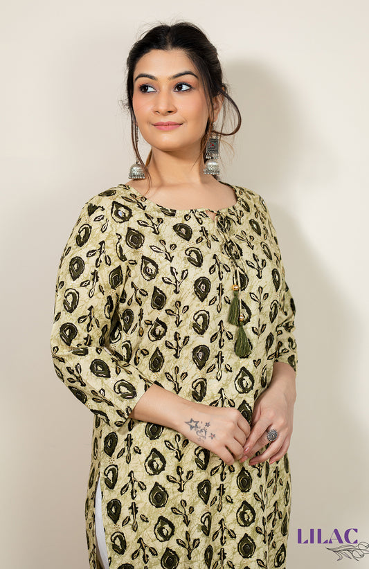 Green Leaf Printed Kurta