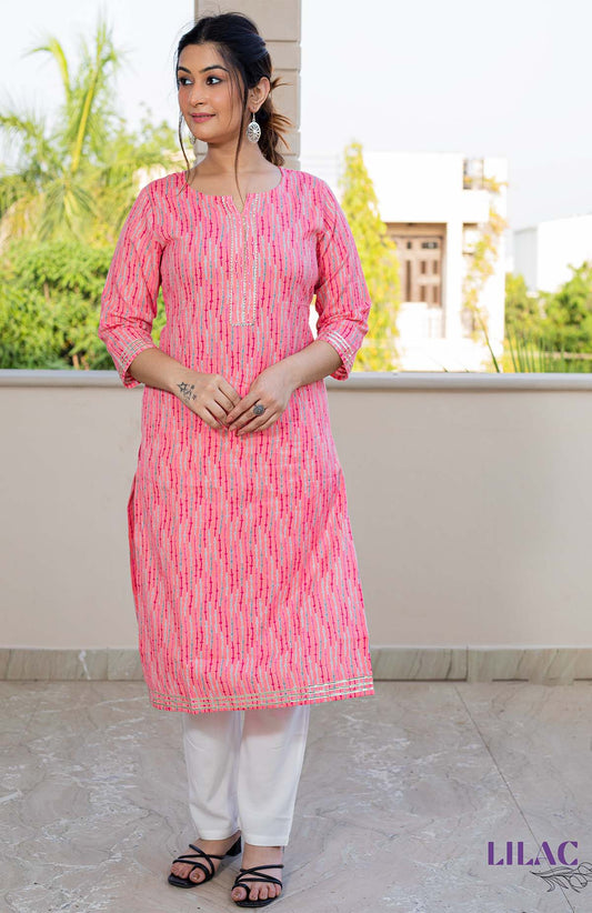 Light Pink Lining Kurta Set