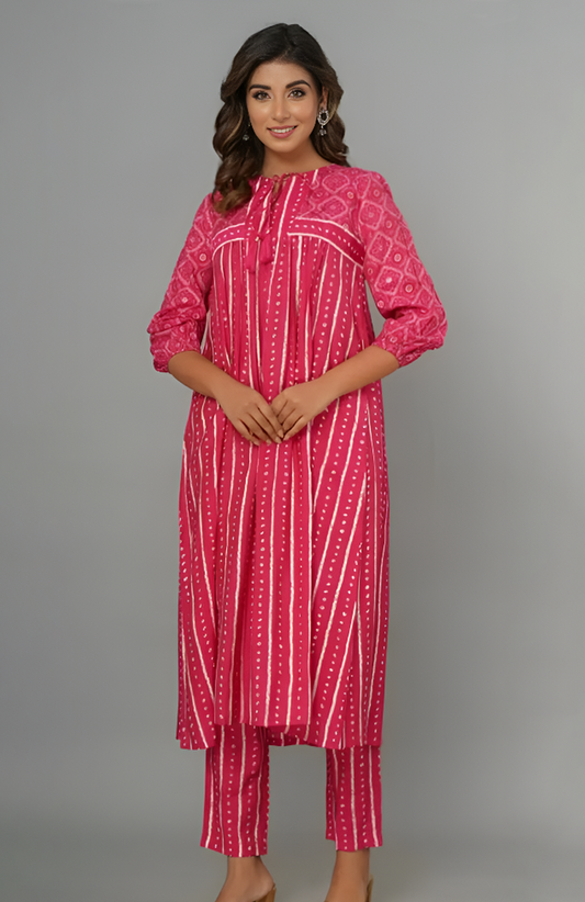 Dark Pink Lining Kurta Set