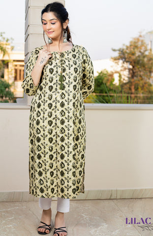 Green Leaf Printed Kurta