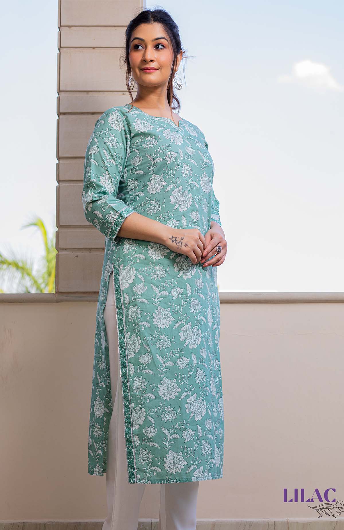 Gulf Stream Floral Printed Kurta Set