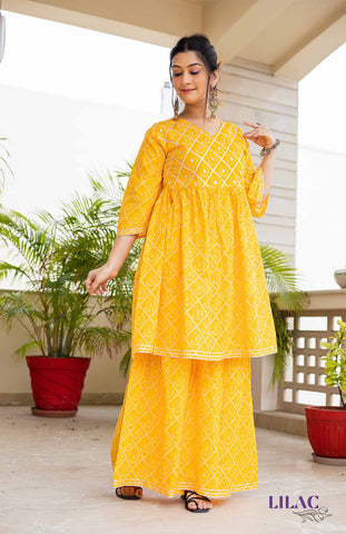 Yellow Sharara Kurta Set