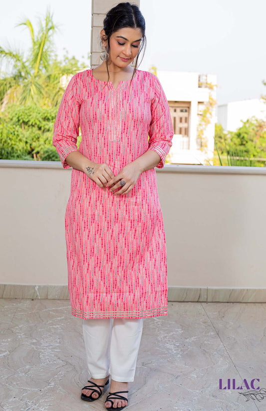 Light Pink Lining Kurta Set