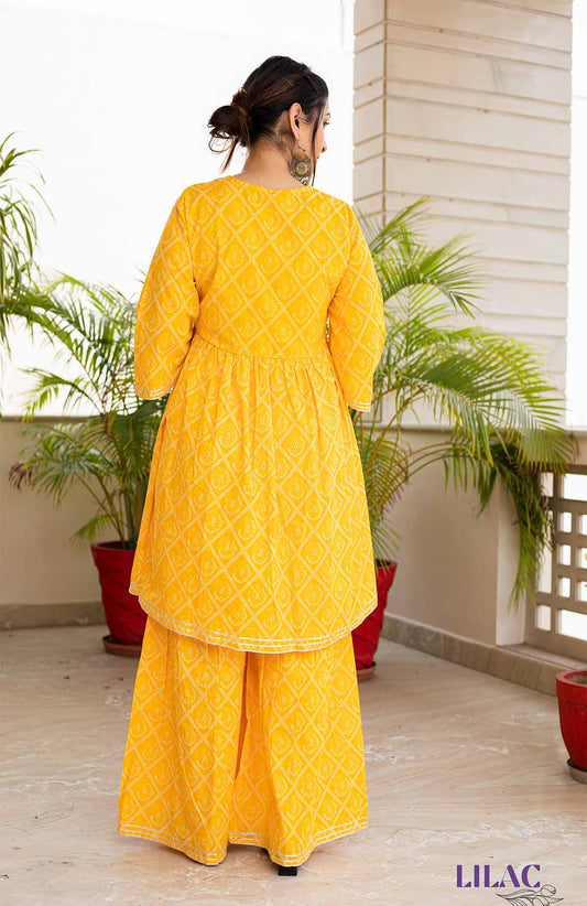 Yellow Sharara Kurta Set