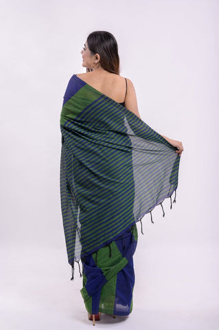 Khadi Cotton Colour Bar Saree