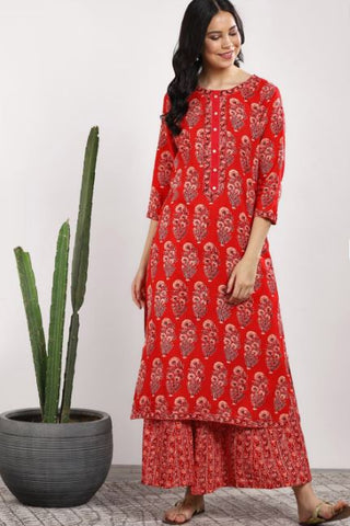 Red Kurta and Palazzo  Set